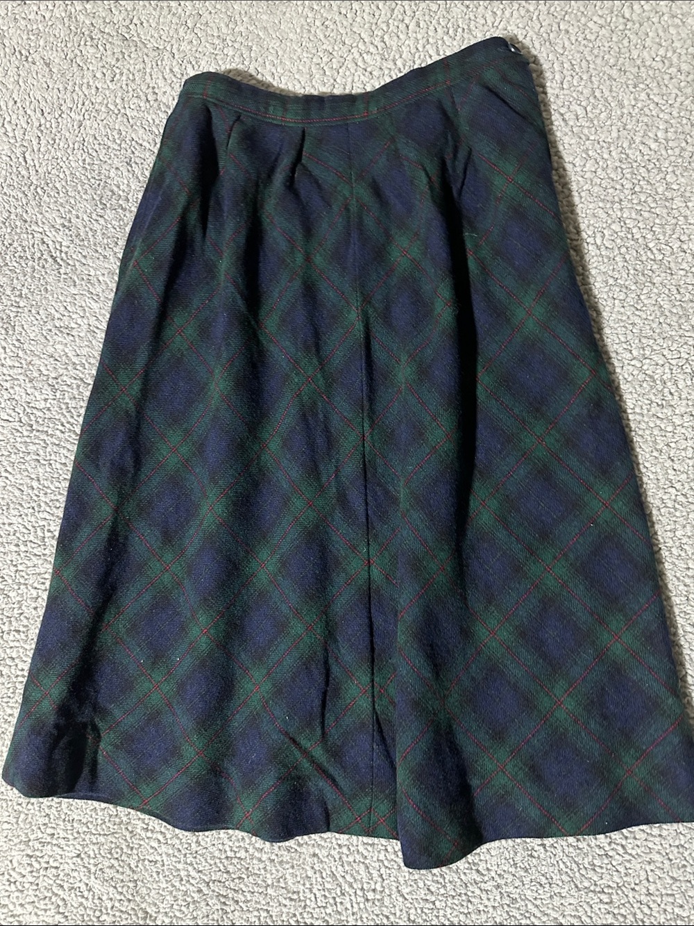 Vintage Authentic Pendleton Blackwatch Plaid Virgin Wool Midi Skirt USA Classic